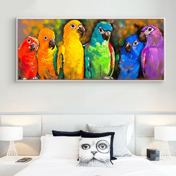 

Modern Pictures Colorful Parrots Canvas Paintings For Living Room Canvas Art Prints Anime Poster Decorative Painting Cuadros