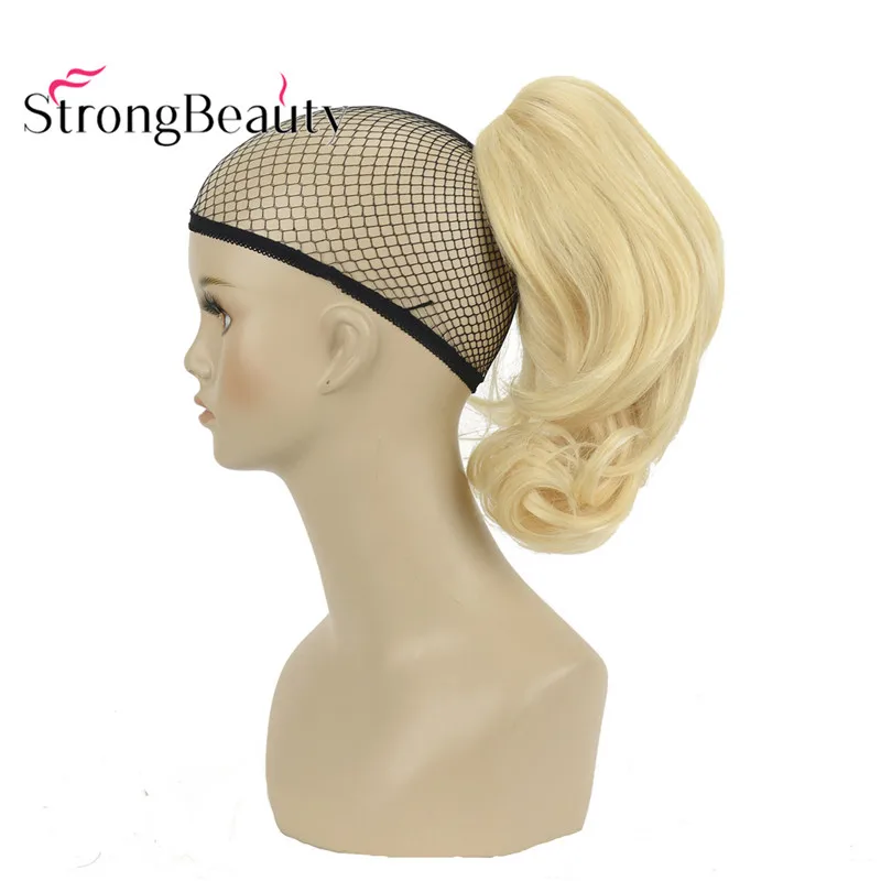 

StrongBeauty 12 Inches 10% Synthetic 90% Human Hair Short Curly Ponytail Clip In Hair Extensions With Claw Clip