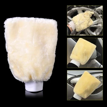 

DWCX Car Soft Double Wool Wash Glove Hand Wash Tool Cleaning Duster Brush Sheepskin Lambswool Washer For BMW Audi Nissan VW