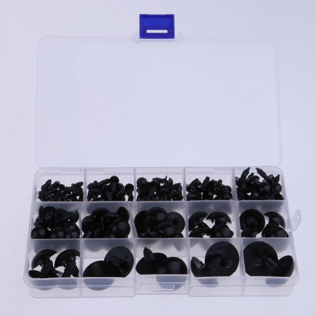 154 Pieces Black 6-24mm Plastic Safety Eyes For Teddy Bear Doll Animal Puppet Toys Crafts DIY Making