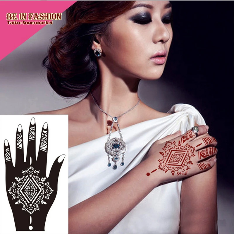 

Professional Big Diy Tool Henna Glitter Temporary Tattoo Stencil Lace Rose Lotus Flower Women Body Hand Paint Templates S103L/R