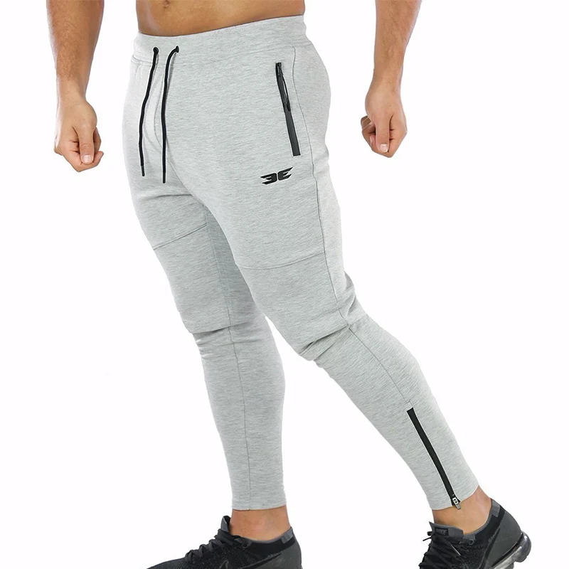 New men pants Fitness bodybuilding Pants elastic cotton men's Workout ...