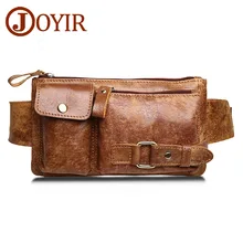 JOYIR Genuine Leather Men Waist Packs Travel Chest Bag Unisex Belt Bag Men Money Belt Waist