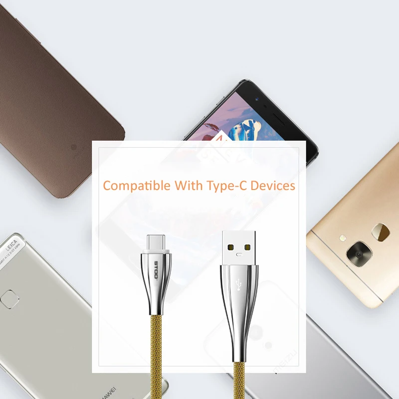 USB кабель STOD типа C стальной плетеный для синхронизации данных Samsung S8 C5 C7 Nexus 6P 5X Huawei