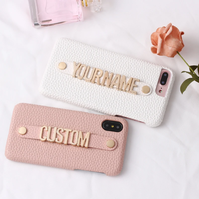 Personalised Leather iPhone Case With  Holding Strap