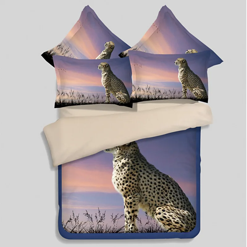 

reactive printed bedding cheetah bed linen single twin queen king size 3/4PC comforter morden duvet cover adult kid pillowcases
