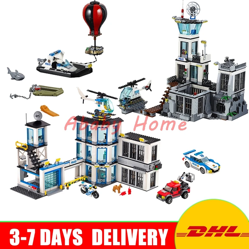

DHL Lepin City Series 02006 Police Prison Island+ 02020 Police Station Educational Building Blocks Bricks Model Toys 60130 60141