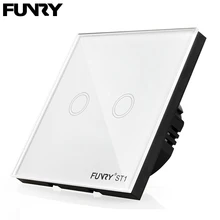 EU Wall Switch Touch Switch Sensor Switch ST1 2Gang Smart Remote Control Luxury Crystal Glass Panel