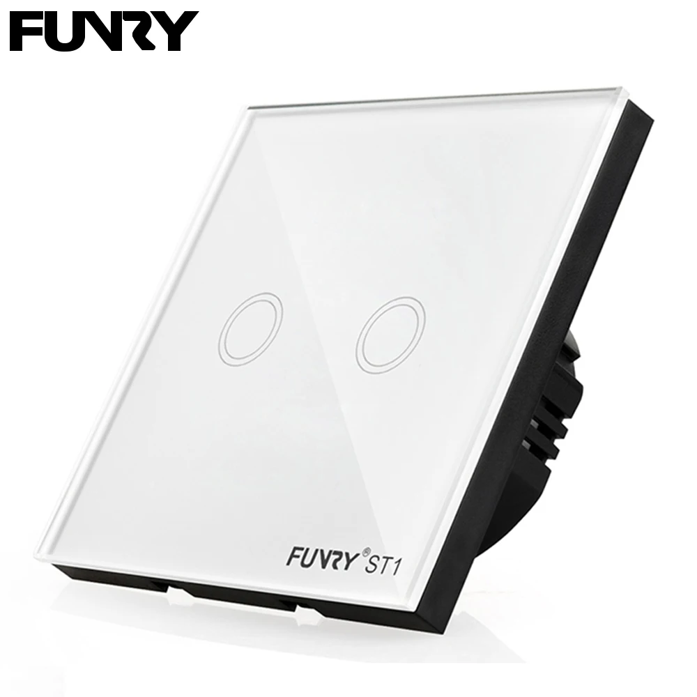 Funry ST1 EU 2Gang Smart Wireless Remote Switch Control Wall Light Interruptor Crystal Glass Panel Surface
