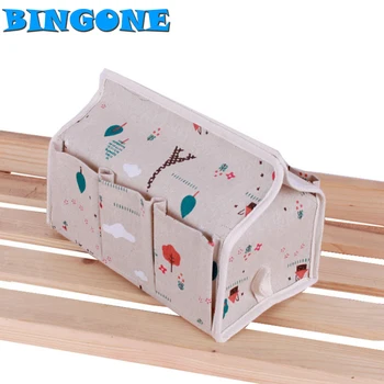 

Linen Tissue Box Home Decoration Seat Type Home Car Desktop Tissue Case Napkin Holder Organizer Multifunction Storage Bag -FF