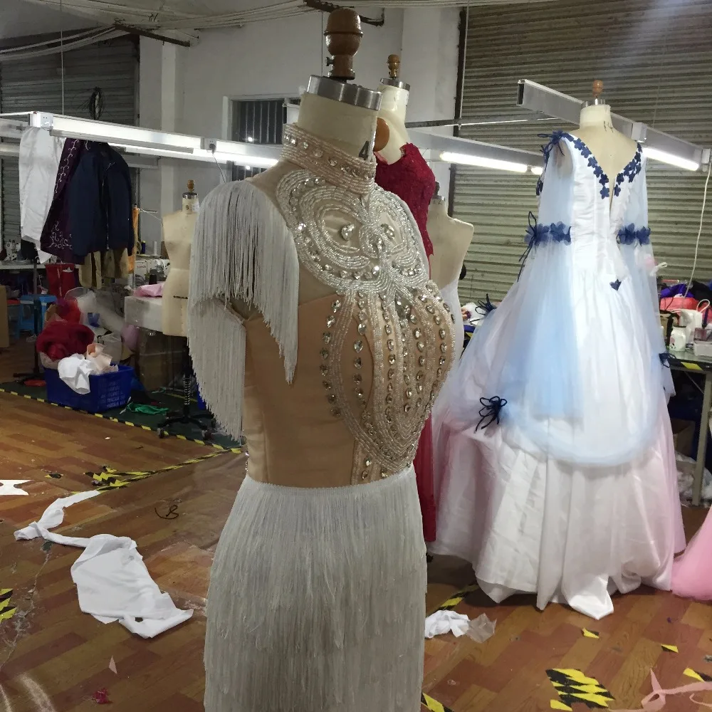 Белые иллюзии Русалка Выпускные платья для латинских танцев тяжелые вечерние платья с бисером длинное официальное вечернее платье для свадебной вечеринки