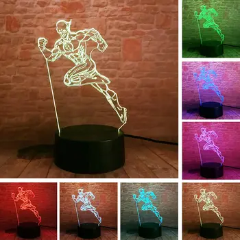 

Marvel Super Heros The Flash Figure 3D Illusion LED NightLight Luminous Colorful Flash Light Justice League Flash Figuras Toys