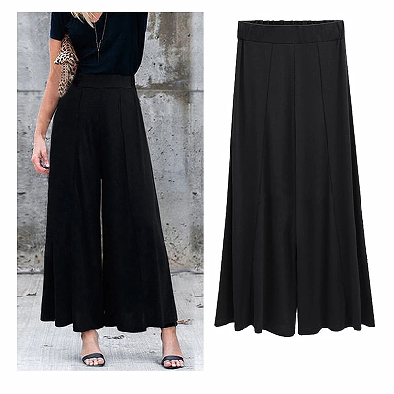 

Spring and summer plus size high waist nine points casual wide leg pants female 2019 casual office ladies wide leg pants B395