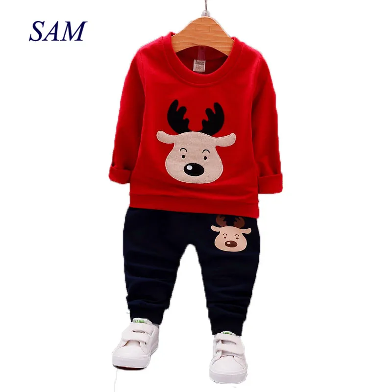 Baratos 18 M 5 T ropa para bebés niñas disfraz de Navidad Otoño de manga larga conjuntos de ropa para niños moda alce ropa para niños