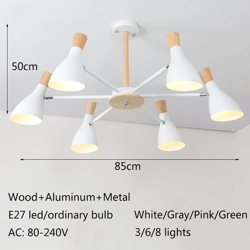 Скандинавская Простая Современная твердая древесина E27 led 220 В алюминиевая Люстра для гостиной, спальни, кабинета, креативная спальня