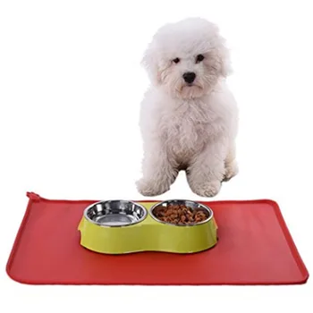 

1PC Silicone Dog Feeding Mat Waterproof Non-slip Cat Pet Food Pad Trays for 2 food bowls Durable Foldable