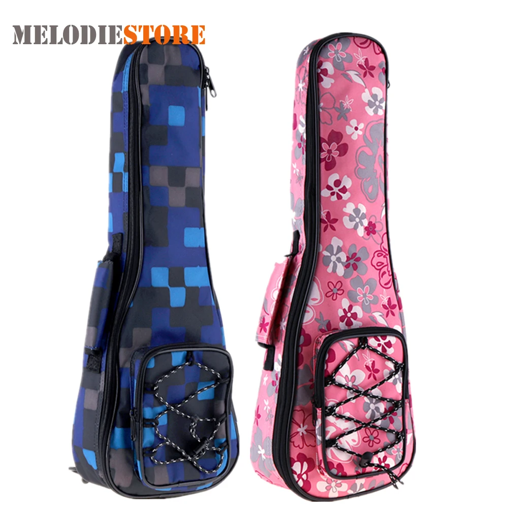 

21 Inch Colorful Ukulele Bag Cover 10mm Cotton Soft Carry Case Gig Bag Ukelele Mini Guitar Backpack with Double Shoulder Strap