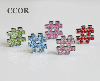 

50PCS Mixed color 8MM Full Rhinestone # Symbol Slide Charms Fit 8mm Wristbands, Collar Belts DIY Accessory