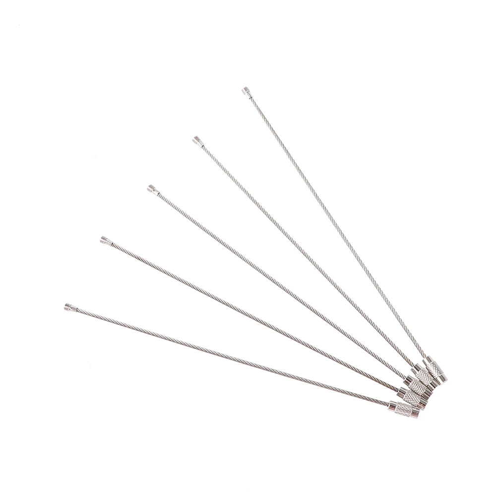 

10PCS Stainless Steel Wire Keychain Cable Rope Design Keyring Loop Tools With Lock for Outdoor Hiking Camping Working