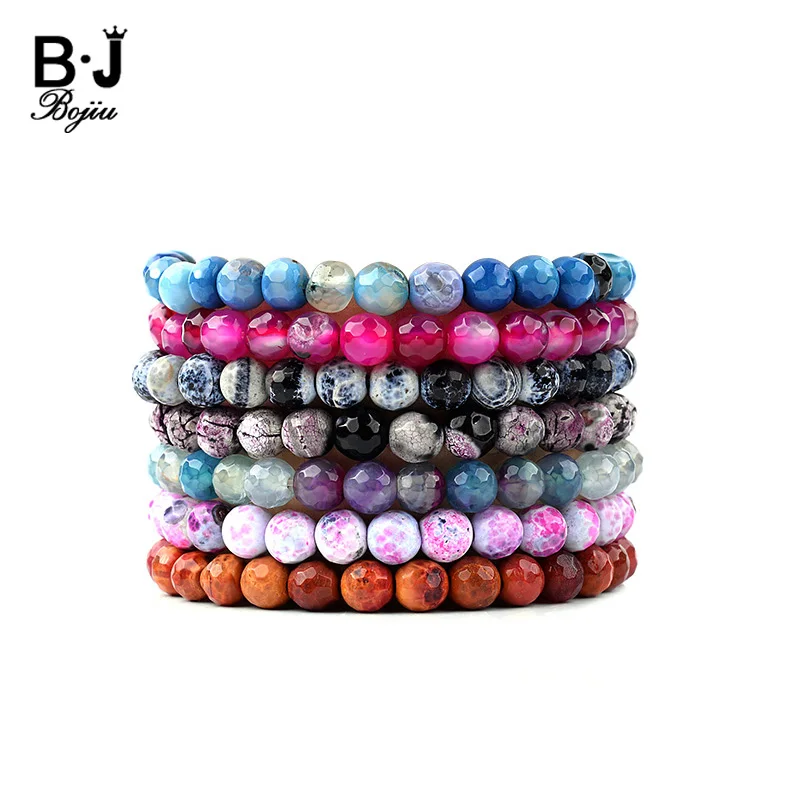 

BOJIU 7 Colors Elastic Natural Stone Bracelets For Women 6mm Trendy Faceted Quartz Beads Bracelet Female Bijoux Party Gift BC281