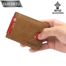 GUBINRU RFID Blocking Bifold Men's Wallets Slim Genuine Leather Thin Minimalist Front Pocket Wallets for Men Money Clip Purse men slim wallet thin mini wallets rfid nylon bifold small money clip clutch credit card sleeve cardholder pocket handy