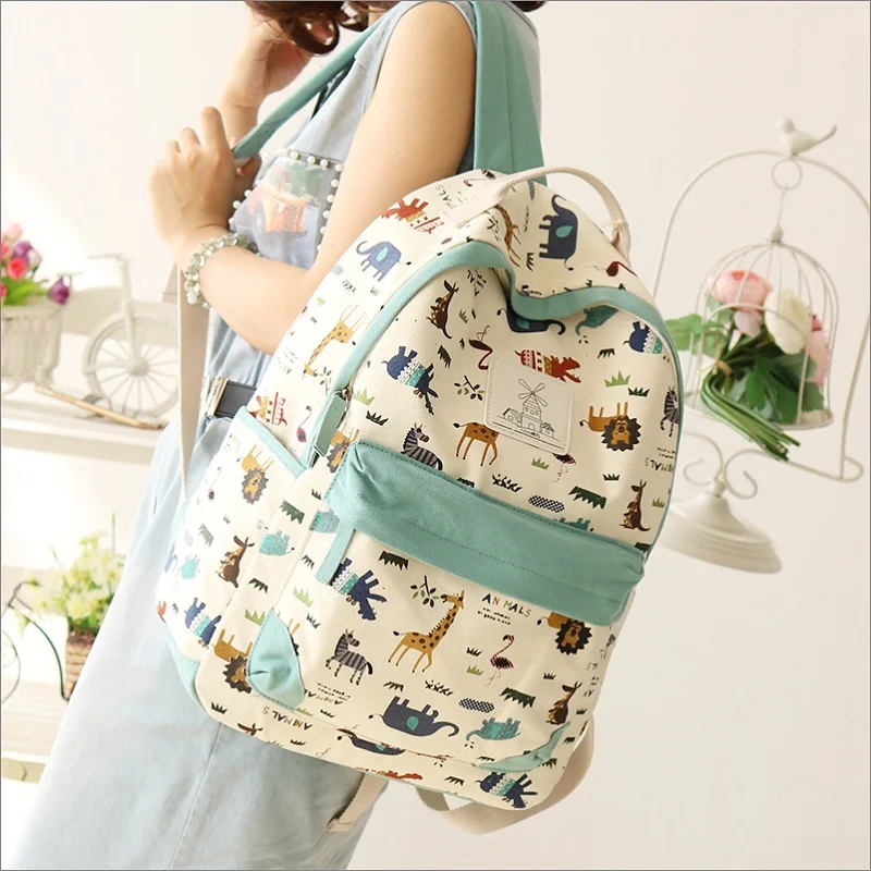 2016 Campus Girl Women Cartoon Backpack Schoolbag Canvas Backpacks Travel Bags Rucksack