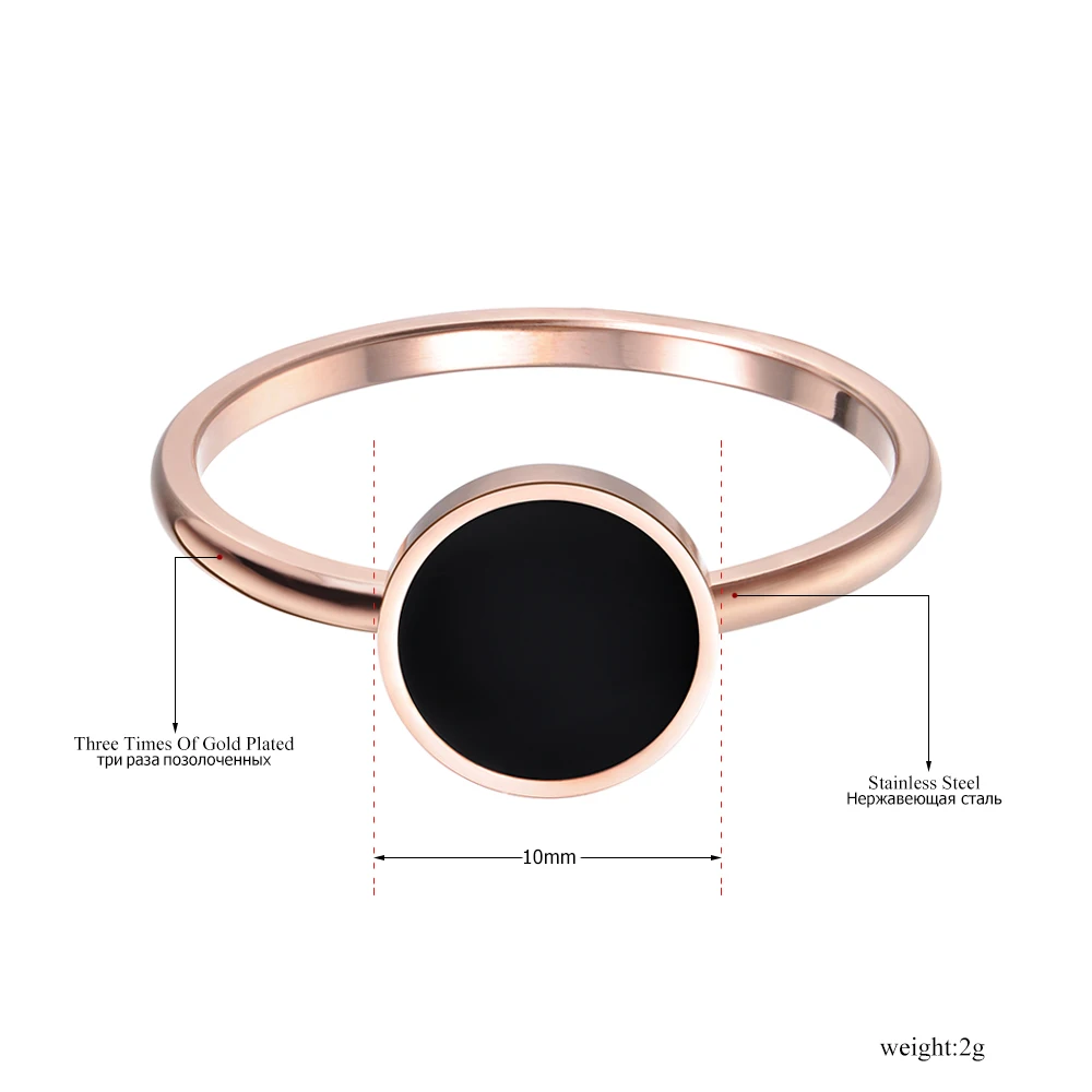 Jeeango винтажное свадебное кольцо для женщин минималистичное розовое золото цвет круглый акриловый камень 316L кольца из нержавеющей стали ювелирные изделия R17041
