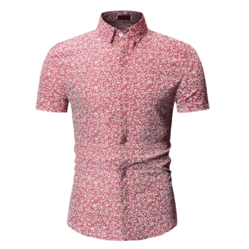 

2019 Men Shirt Summer Style Slim Small Flower Print Beach Hawaiian Shirt Men Casual Short Sleeve Hawaii Shirt Chemise Homme 3XL