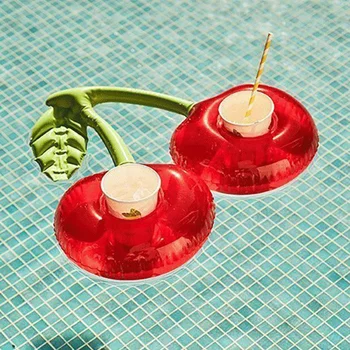 

5 Pieces/Set Double Cherry Drink Cup Holder Inflatable Swimming Pool Float Beach Summer Party Toy Kids Adult Beverage boat boia
