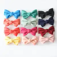 12pcs/lot Solid Colour Boutique Hair Bows For Girls Two Layers Bow Hair Clip Barrettes Fashion Hair Accessories For Women