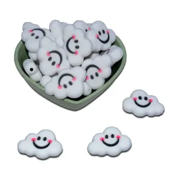 

Baby Teether 5pcs Silicone Beads Smiling Cloud Shape DIY Making Jewelry Necklace Beads Teething Toys
