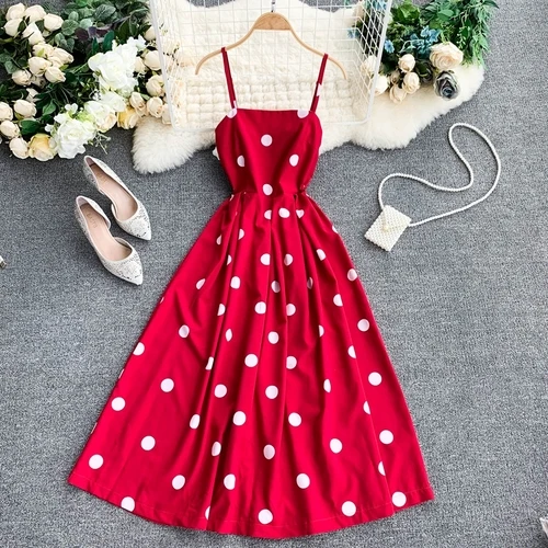Новые модные женские платья красное платье в горошек ретро - Цвет: 4