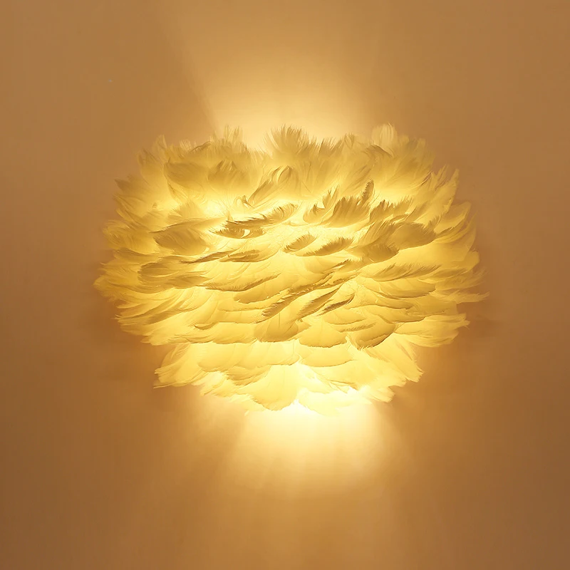 

Feather Wall Lamp Bedroom Wedding Room Bedside Light Aisle Stair Wall Light Nordic Creative Lighting Postmodern Romantic Lamps