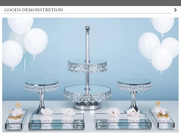 Gorgeous crystal sliver cupcake stand mirror 2/3 tiers Instagram for wedding party dessert cake table decoration cake tools