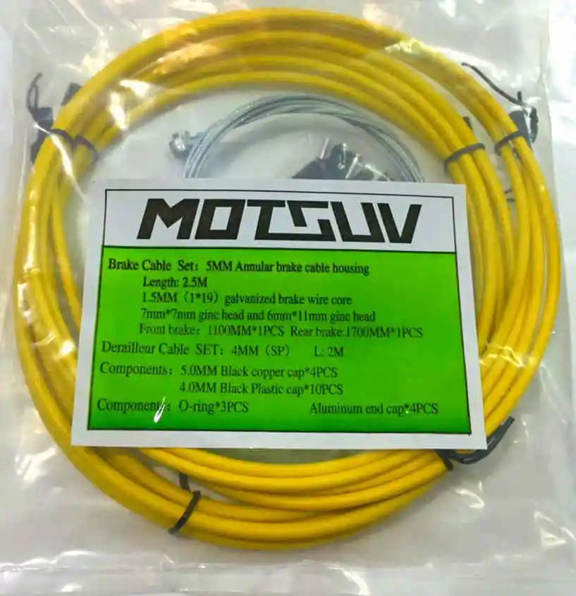 Наборы велосипедных кабелей, комплект для кабеля, тормозной шланг, переключатель для велосипеда Sram, велосипедный переключатель, тормозной кабель и рычаг переключения передач, Проволочная линия - Цвет: Yellow
