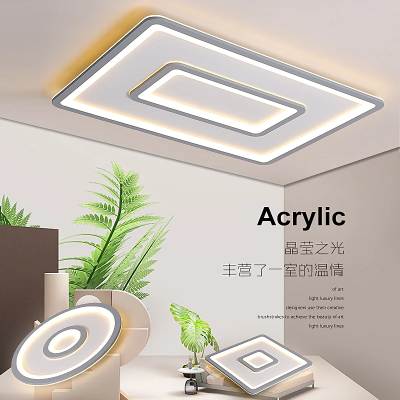 Us 97 5 25 Off Ultra Thin Led Ceiling Lamp For Living Room Bedroom Meeting Room Kitchen Square Round Gray Modern Ceiling Lights Fixture 90 220v In
