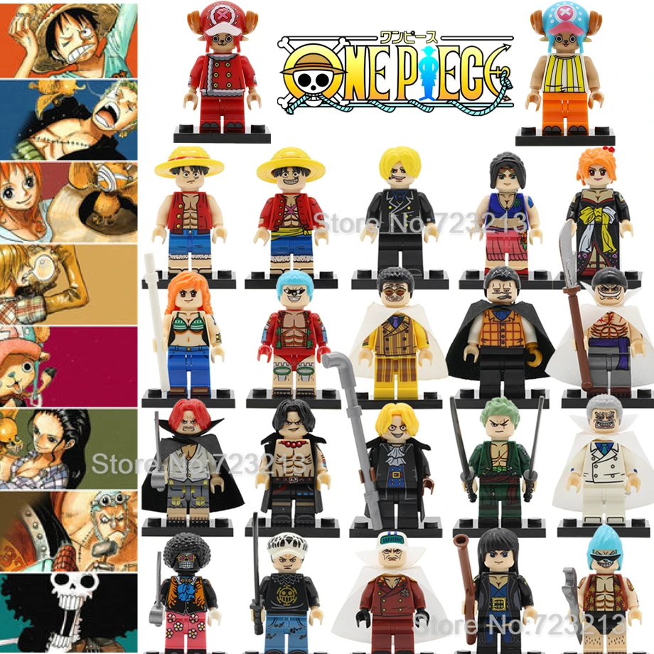 8pcs Robin Shanks Ace Brook Franky Sabo Custom Printed Lego Minifigure One Piece Toys Hobbies Lego Minifigures