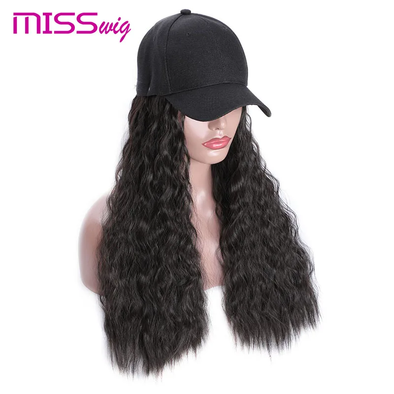 Miss wig кудрявый Кудрявый Длинный 22 дюймов натуральный черный колпачок волосы для наращивания шляпа шиньон синтетический термостойкий волос кусок