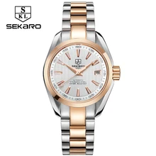 SEKARO Business Luxury Women Watches Steel Waterproof Watch Woman Automatic Mechanical Calendar Watch Relogio Feminino For Gift