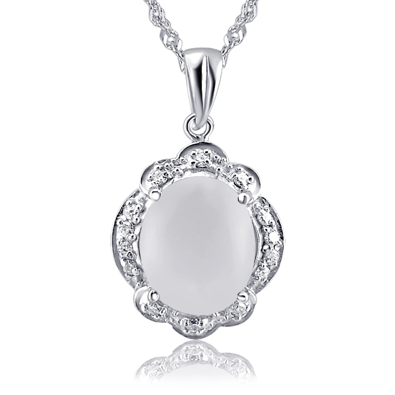 

Natural Moonstone 11 Carats Pendant Necklace 925 Sterling silver Woman Fine Elegant Gem Jewelry Girl Birthstone Valentine Gift