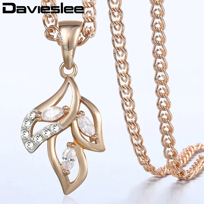 Davieslee, ожерелье с подвеской в виде Луны и звезды для женщин, 585, розовое золото, со змеиным звеном, женское ожерелье с цепочкой, модное ювелирное изделие LGP227