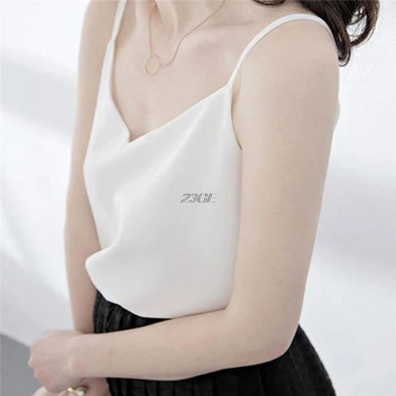 2017 Elegant Women Plain Baggy Sling Camisole V-neck Vest Slim Tank Tops APR5_30