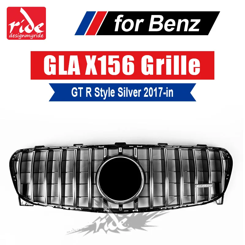 

X156 Without emblem Front grille for Mercedes Benz GLA X156 GLA200 GLA250 GLA300 radiator mesh racing grille ABS Silver 2017-in