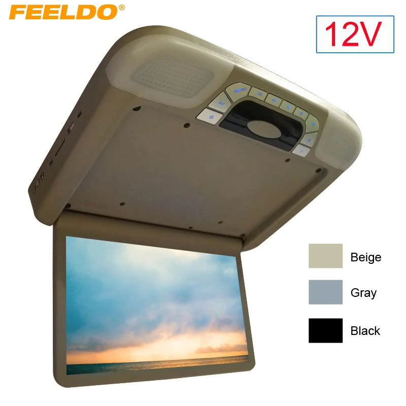 

FEELDO DC12V Car Bus 14.1" Roof Mount LCD TFT Monitor with Built-in DVD Player FM USB SD Slot 3-Color #FD-4101