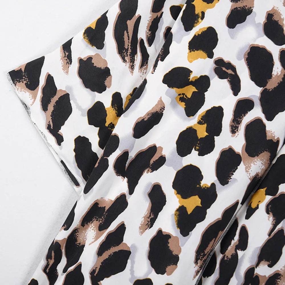 Leopard Long Cardigan Women 34 Sleeve Chiffon Kimono Cardigan Beach Swimsuit Smock Cardigan Plus Size Camisa Feminina 40MR05 (4)