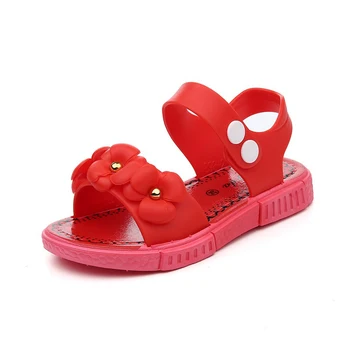 

Girls Sandals PU Breathable Soft Sole Floral Decor Slippers for Summer YH-17