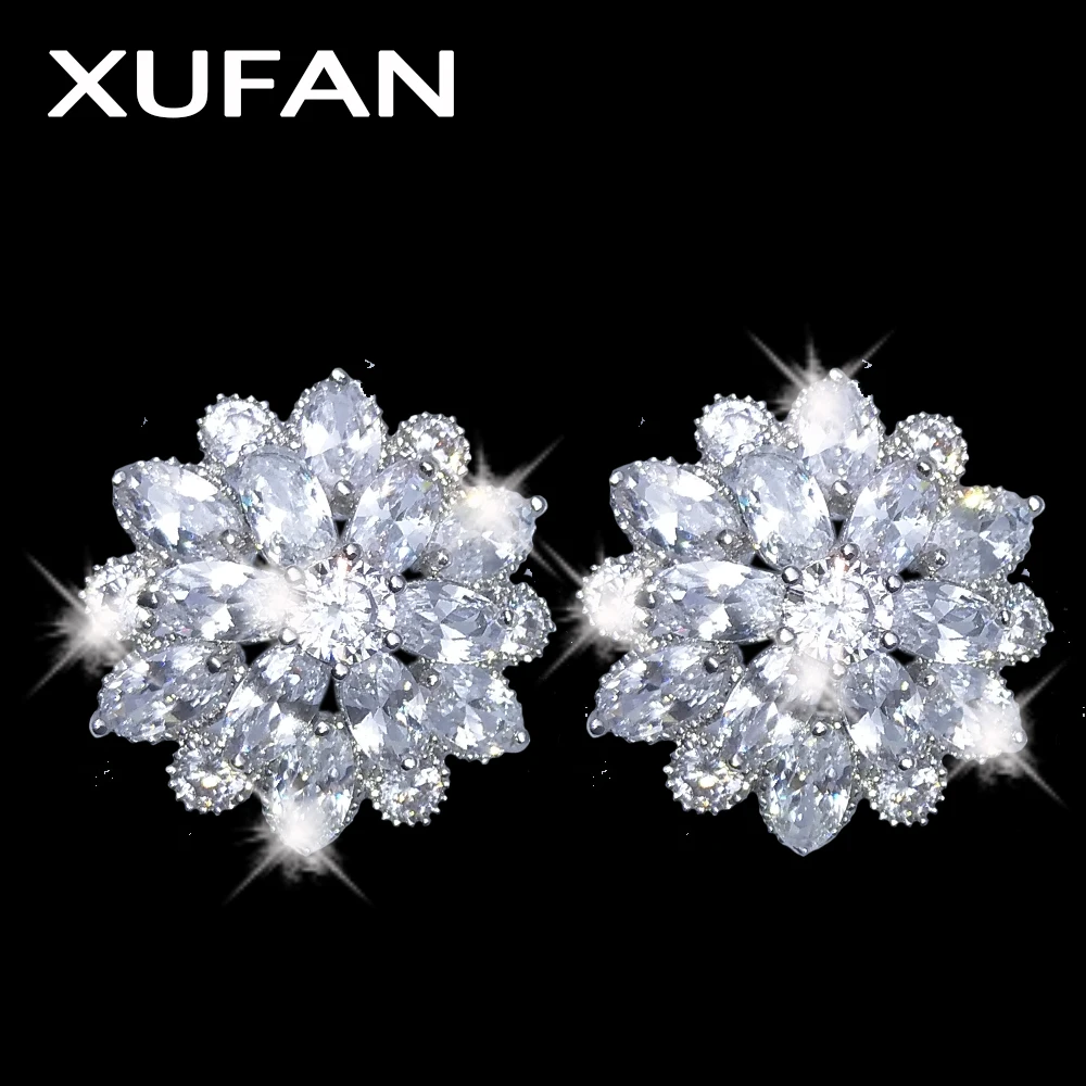 

Fashion Hearts & Arrows Perfect Cut Cubic Zirconia Crystal Multilayer Roses Stud Earrings for Women Jewelry Drop Shipping XUF118
