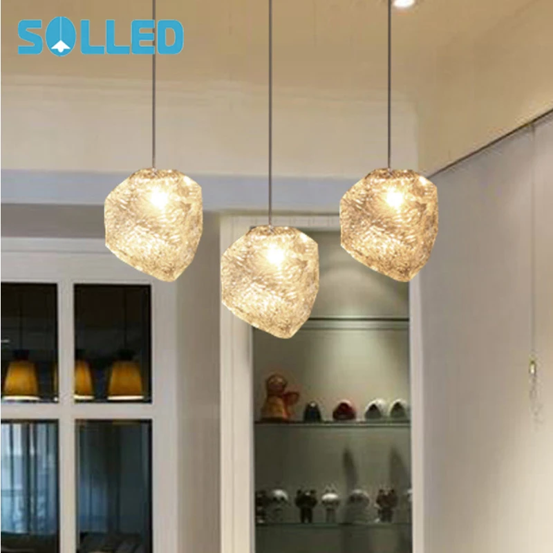 Us 18 78 15 Off Solled 1pcs Led Pendant Lamp Modern Bar Ice Cube Rock Lighting Restaurant Pendant Lamp Light For Livingroom Bar In Pendant Lights