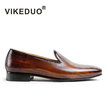 Vikeduo бренд Handmade ретро ностальгия преступности мужской обуви итальянский модельер Лоферы лазерной Модельные туфли из 100% натуральной кожи