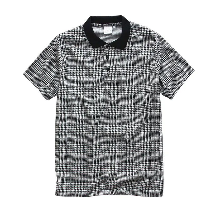 

Men's Regular-fit Quick-Dry Golf Plaid Polo Shirt Cotton Knit